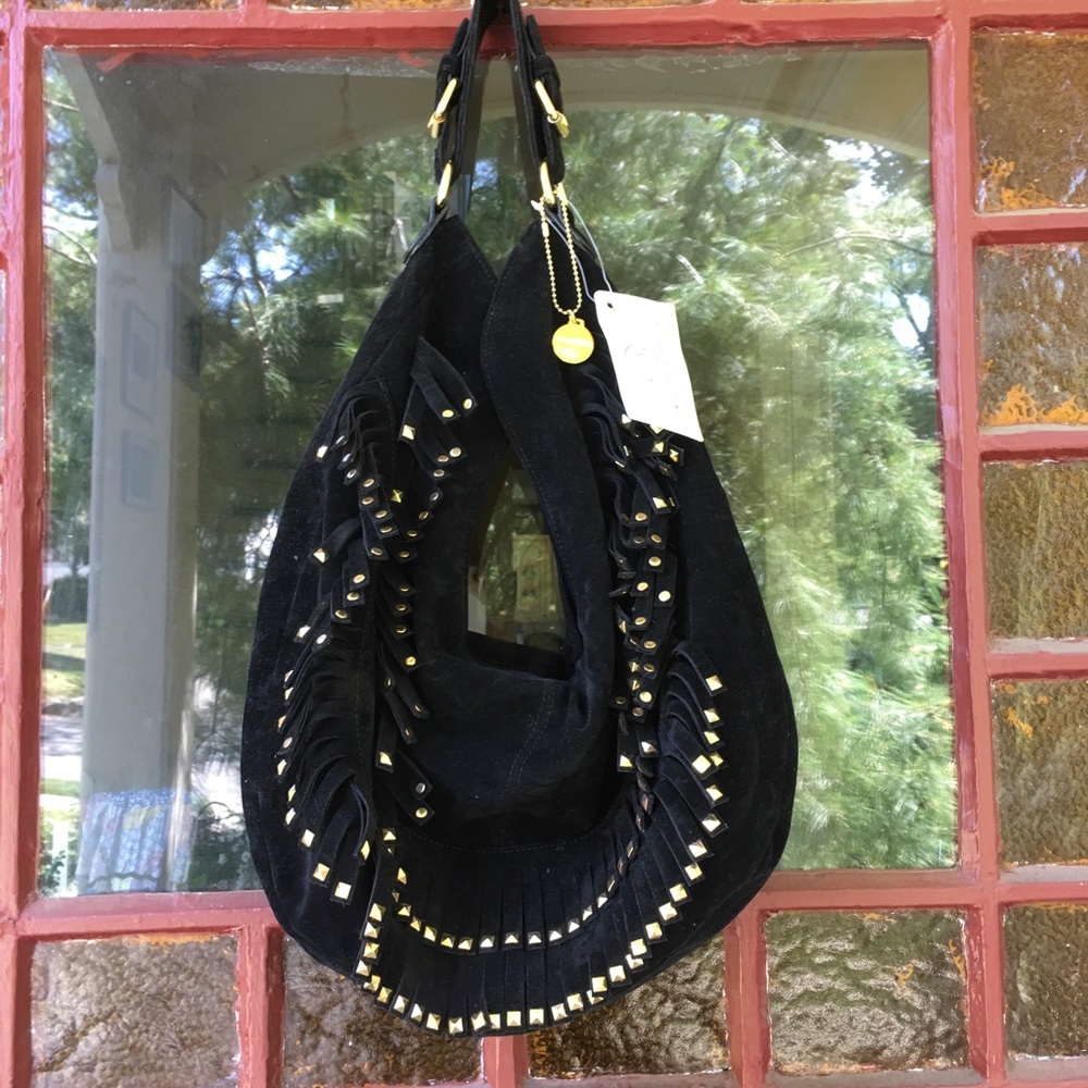 BIG BUDDHA GOLD STUDDED FRINGED POCKET BOOK-NEW